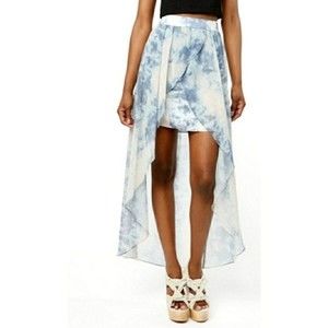 Urban Outfitters Kimchi Blue High Low Tidal Blue & Cream Tie-dye Skirt Size 2